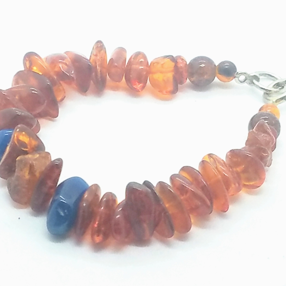 VINTAGE AMBER & LAPIS LAZULI BRACELET